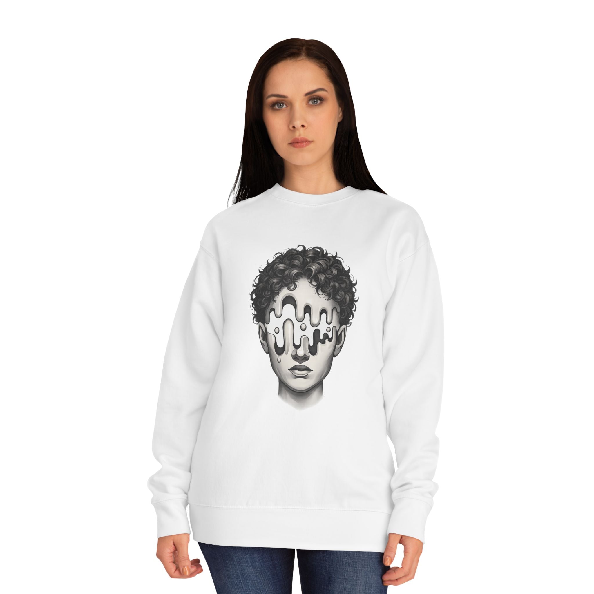 Strategist Crewneck Sweatshirt — Retro Classical Bust Graphic with 'The Strategist' Text