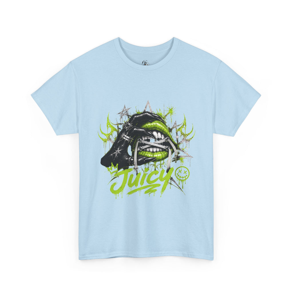 Juicy Graffiti Tee — Neon Green Street Art Graphic T-Shirt