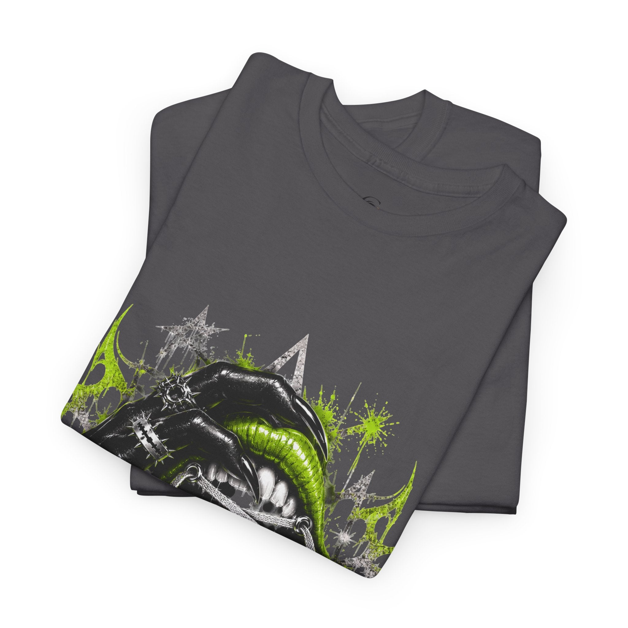 Juicy Graffiti Tee — Neon Green Street Art Graphic T-Shirt