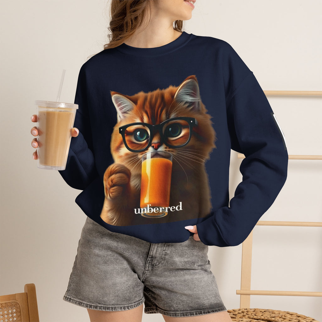 Cat With Juice Graphic Sweatshirt — 'Unbothered' Cozy Crewneck