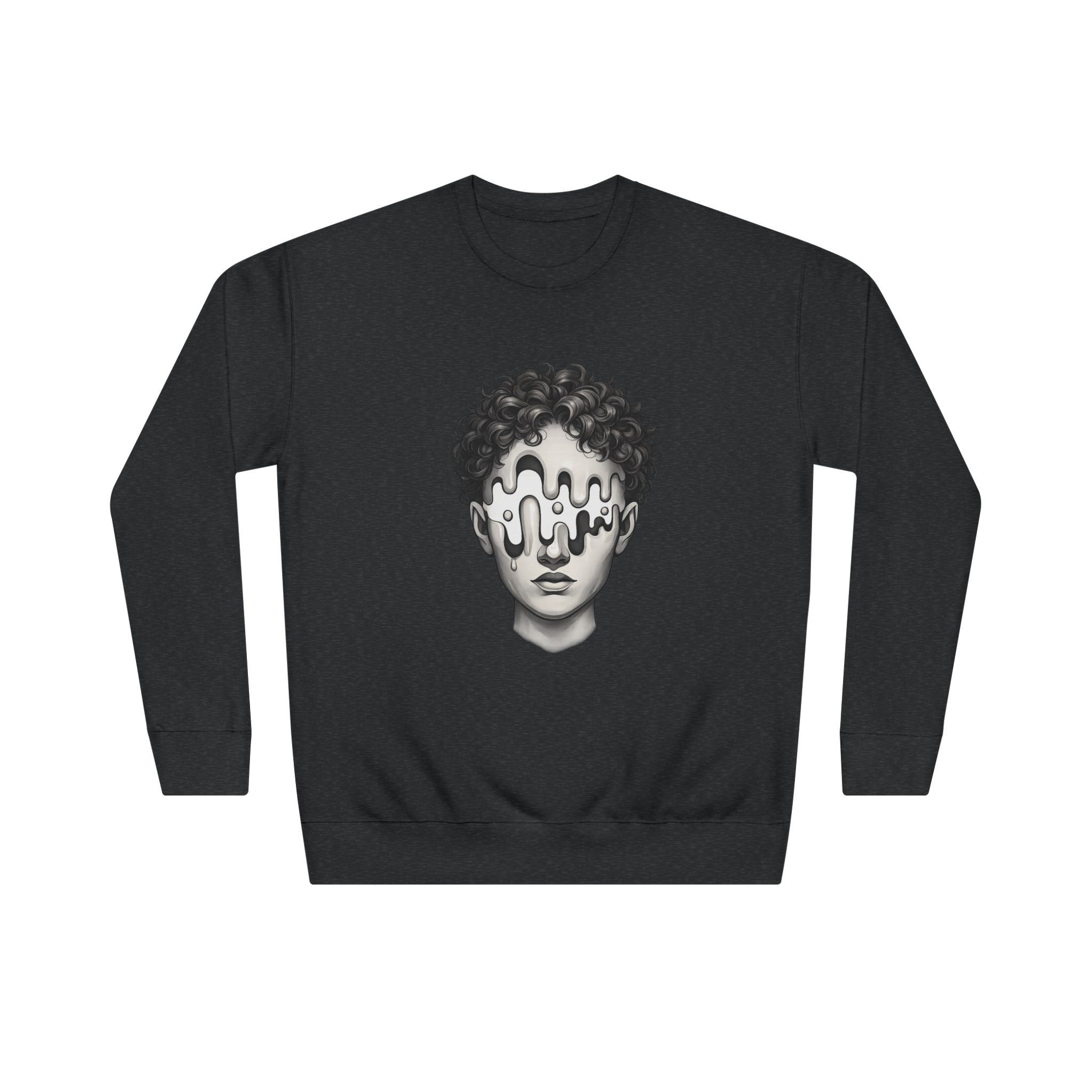 Strategist Crewneck Sweatshirt — Retro Classical Bust Graphic with 'The Strategist' Text