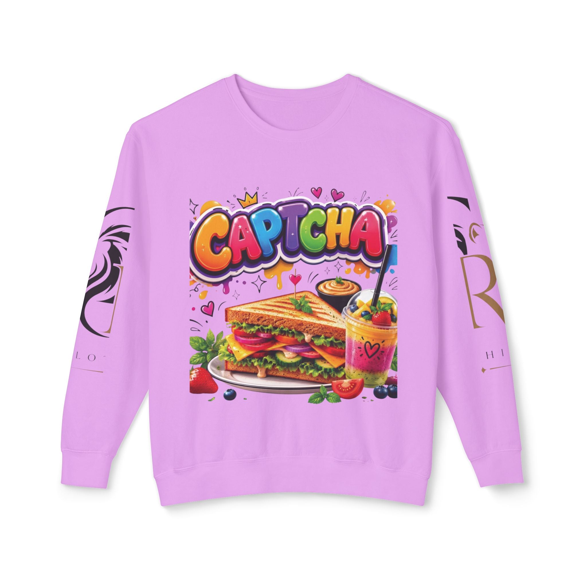 CapTCHA Sandwich Crewneck Sweatshirt — Colorful Food Graphic Pullover