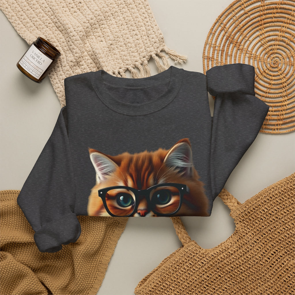 Cat With Juice Graphic Sweatshirt — 'Unbothered' Cozy Crewneck