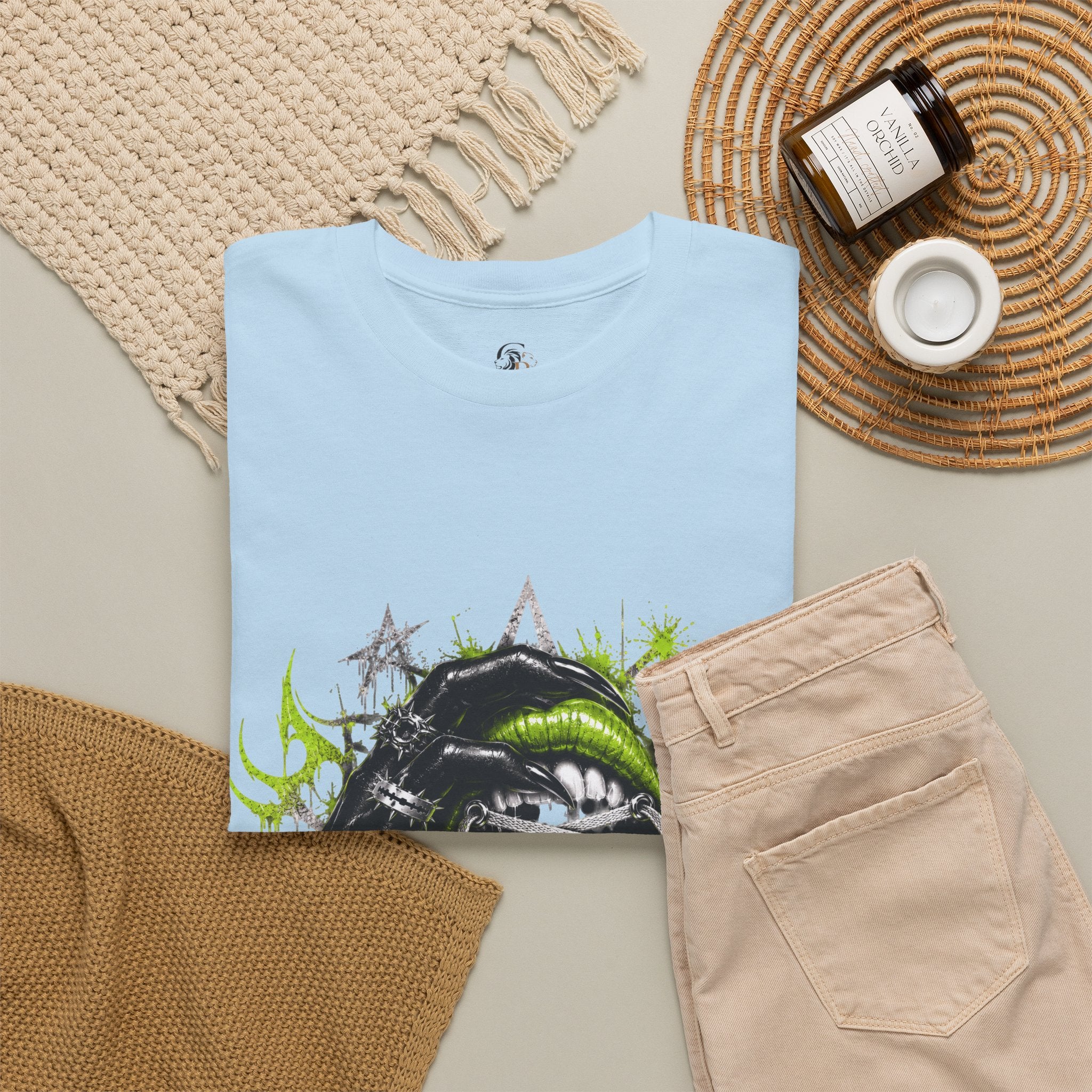 Juicy Graffiti Tee — Neon Green Street Art Graphic T-Shirt