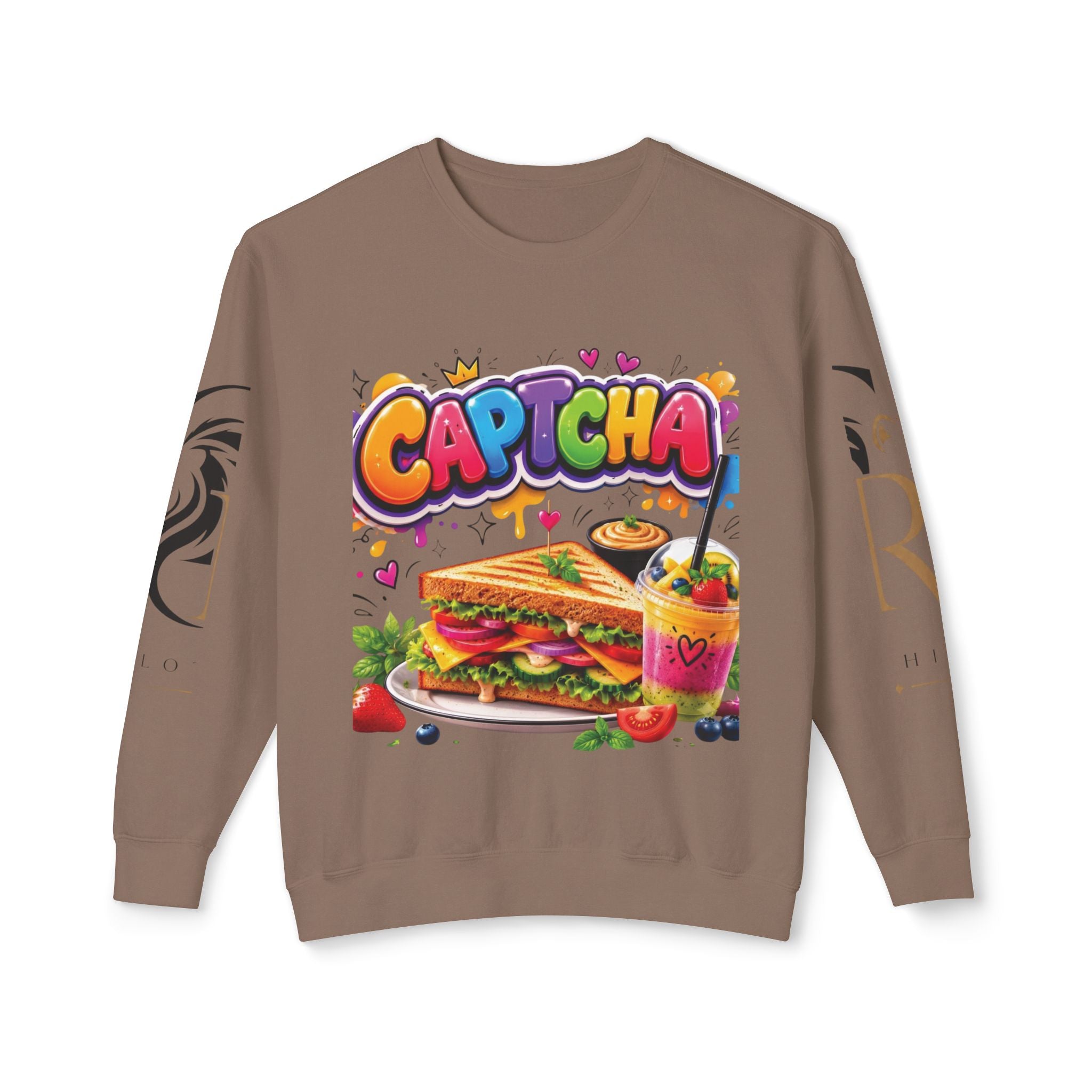 CapTCHA Sandwich Crewneck Sweatshirt — Colorful Food Graphic Pullover