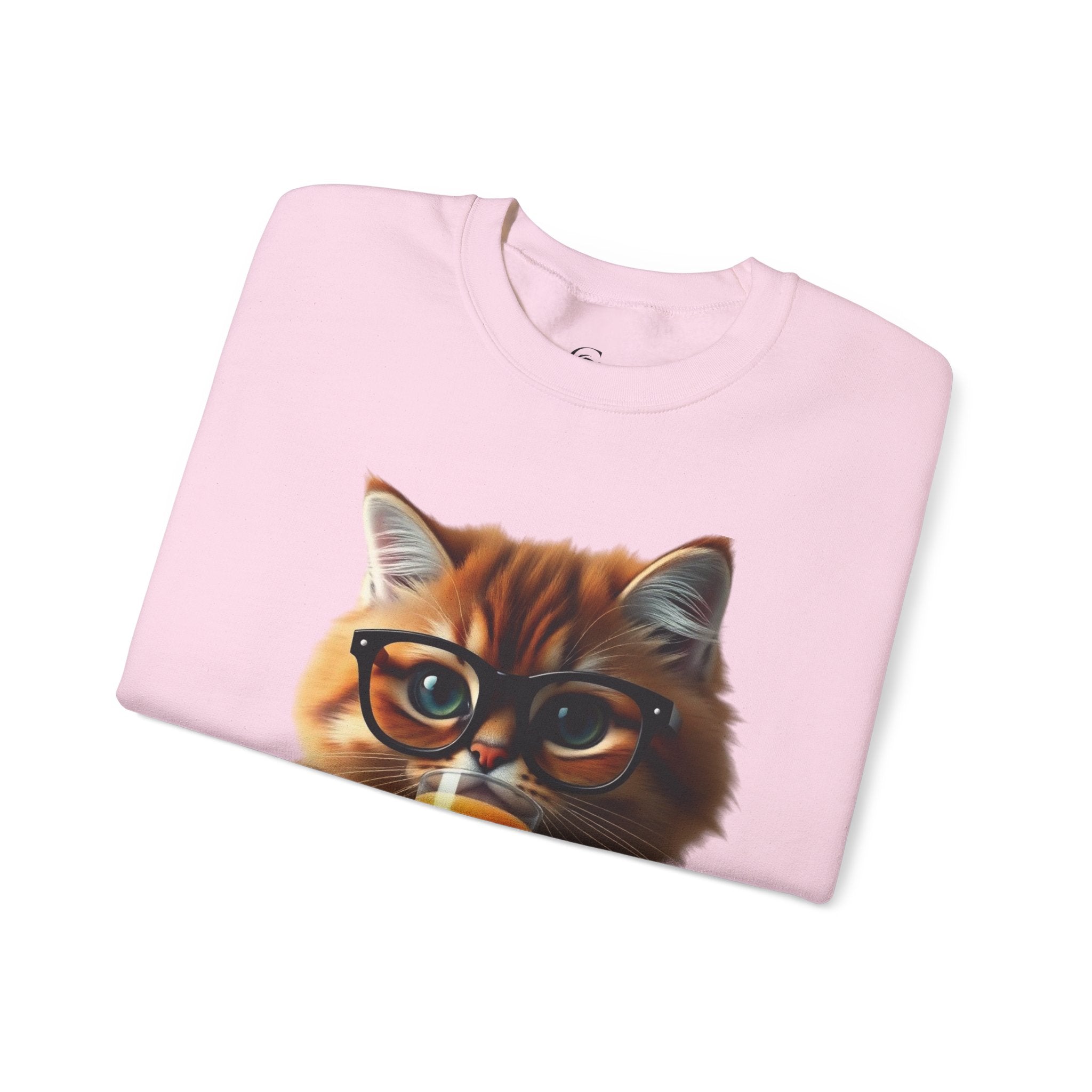 Cat With Juice Graphic Sweatshirt — 'Unbothered' Cozy Crewneck