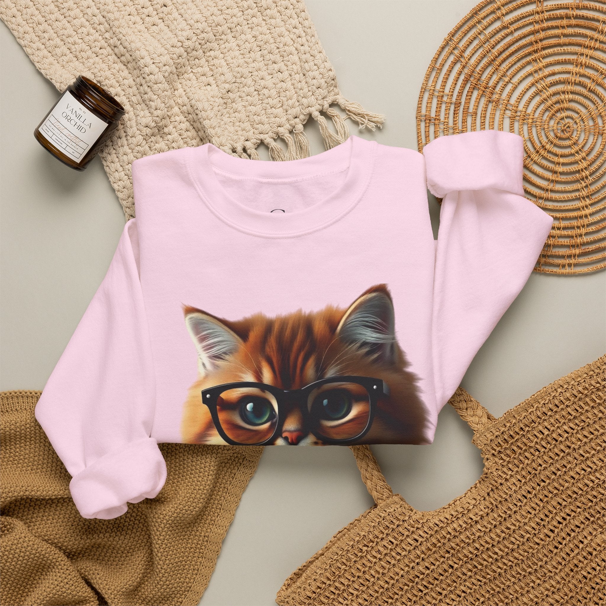 Cat With Juice Graphic Sweatshirt — 'Unbothered' Cozy Crewneck