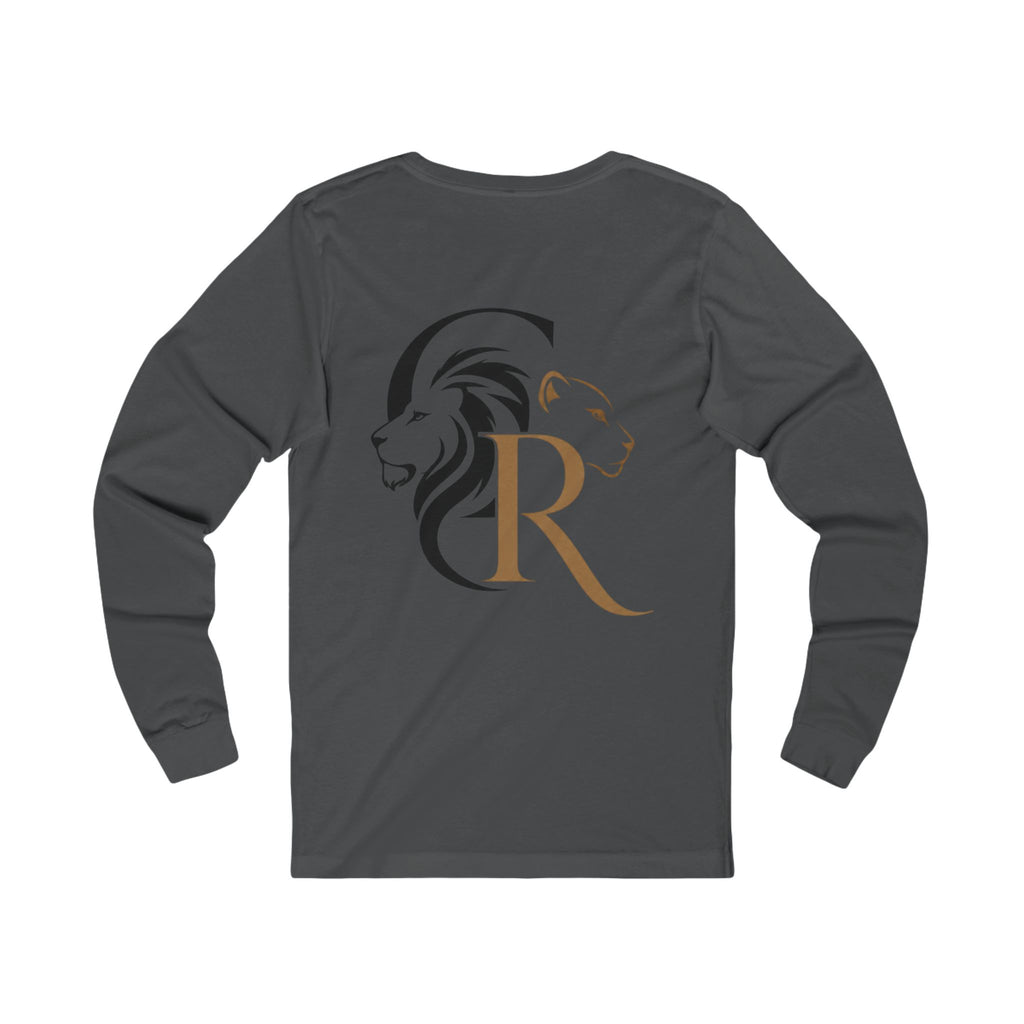Long Sleeve Tee — Retro Cat with Glasses & Lion Crest Back