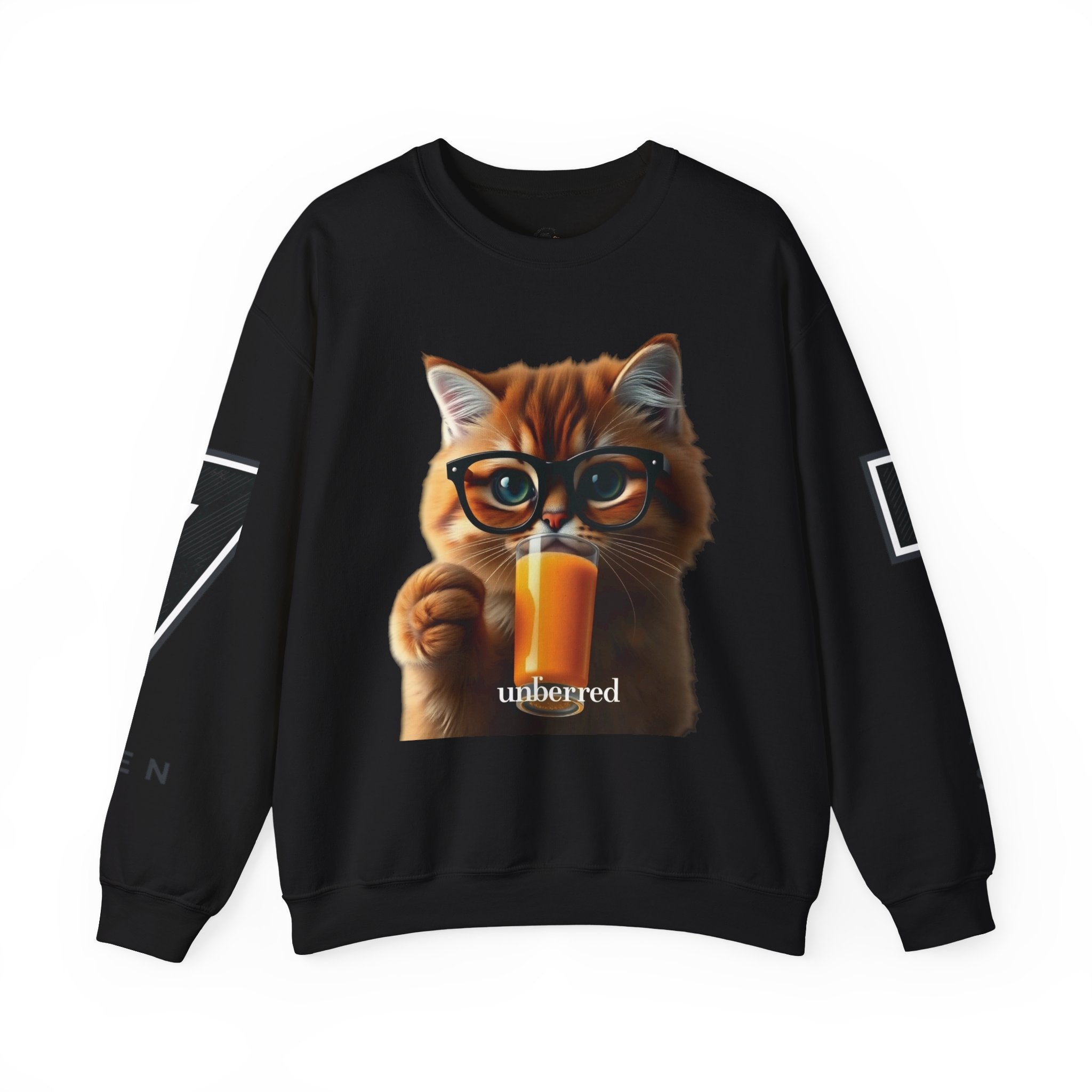 Cat With Juice Graphic Sweatshirt — 'Unbothered' Cozy Crewneck