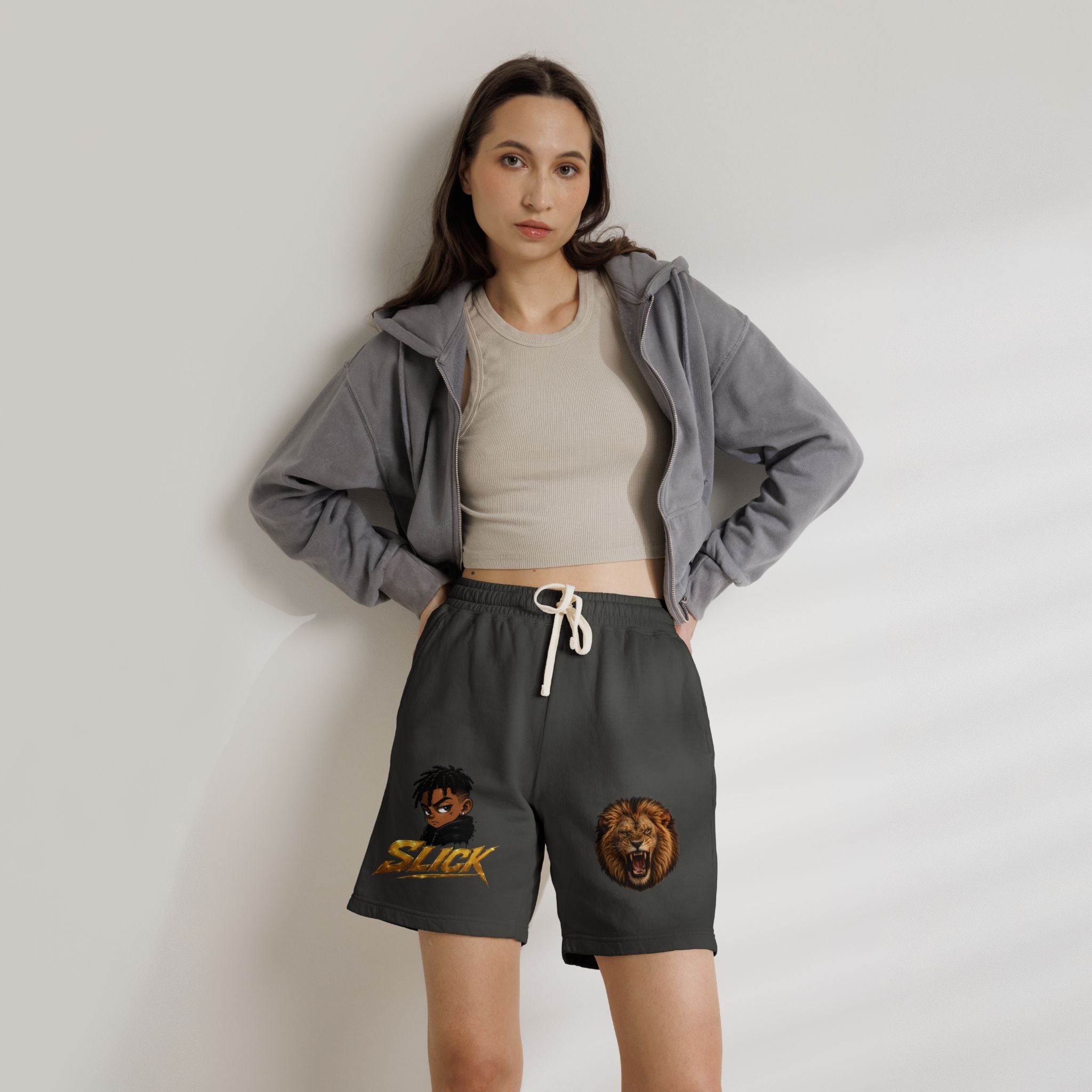 Lion & Slick Graphic Fleece Sweat Shorts