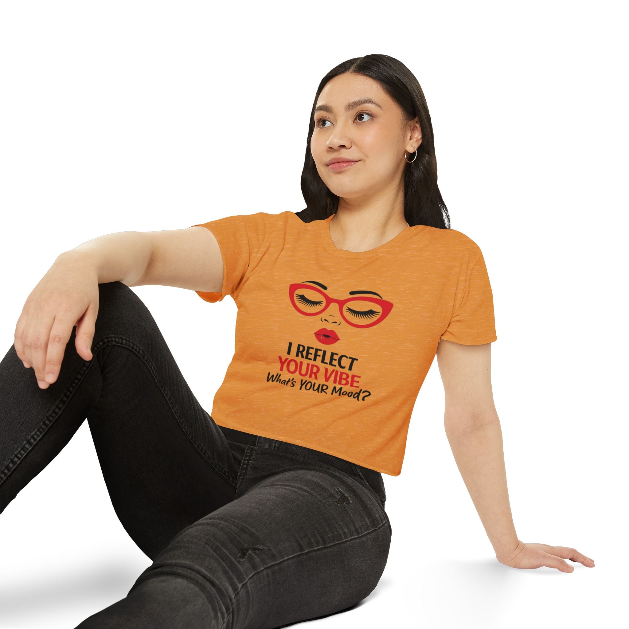 Crop Top — "I Reflect Your Vibe" Feminine Festival Graphic Tee