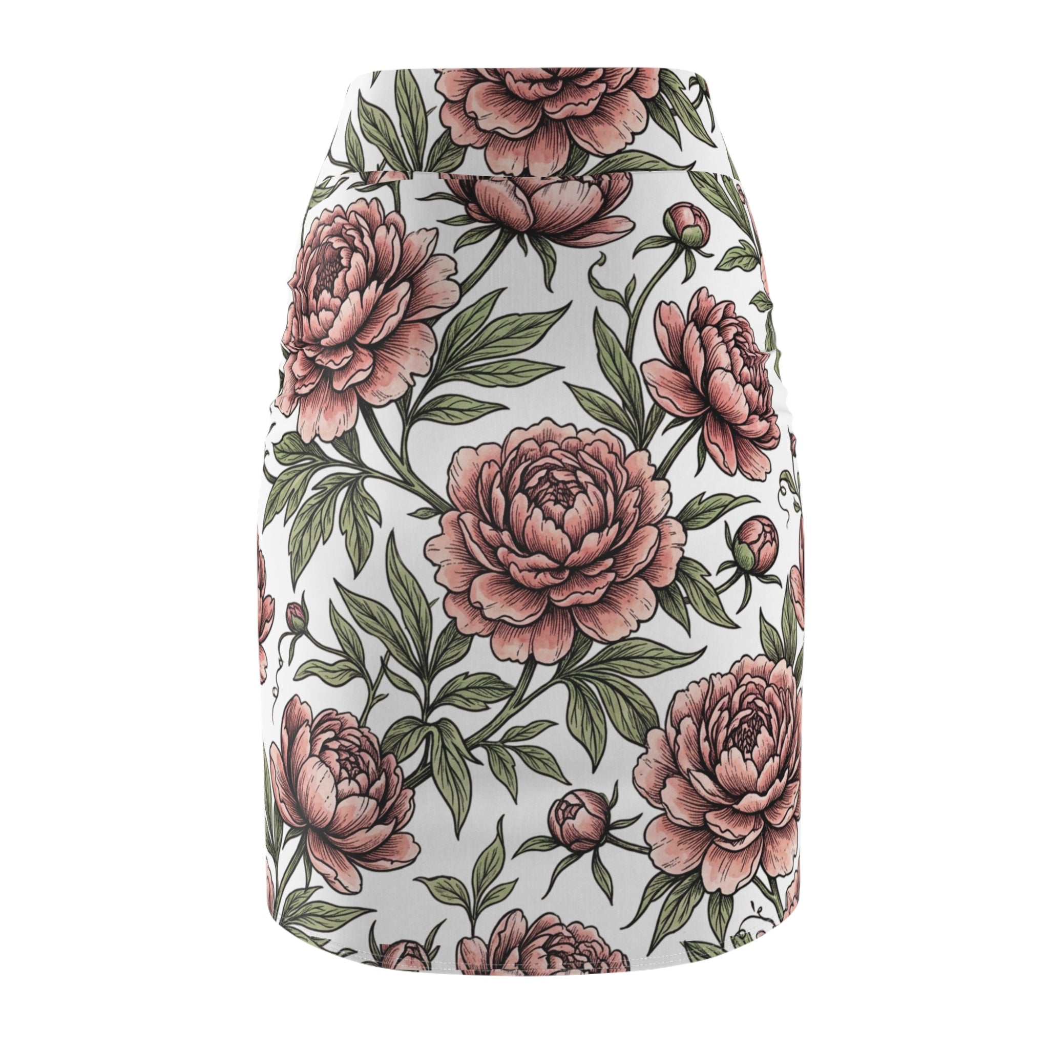 Floral Peony Pencil Skirt — Vintage Pink Garden Print