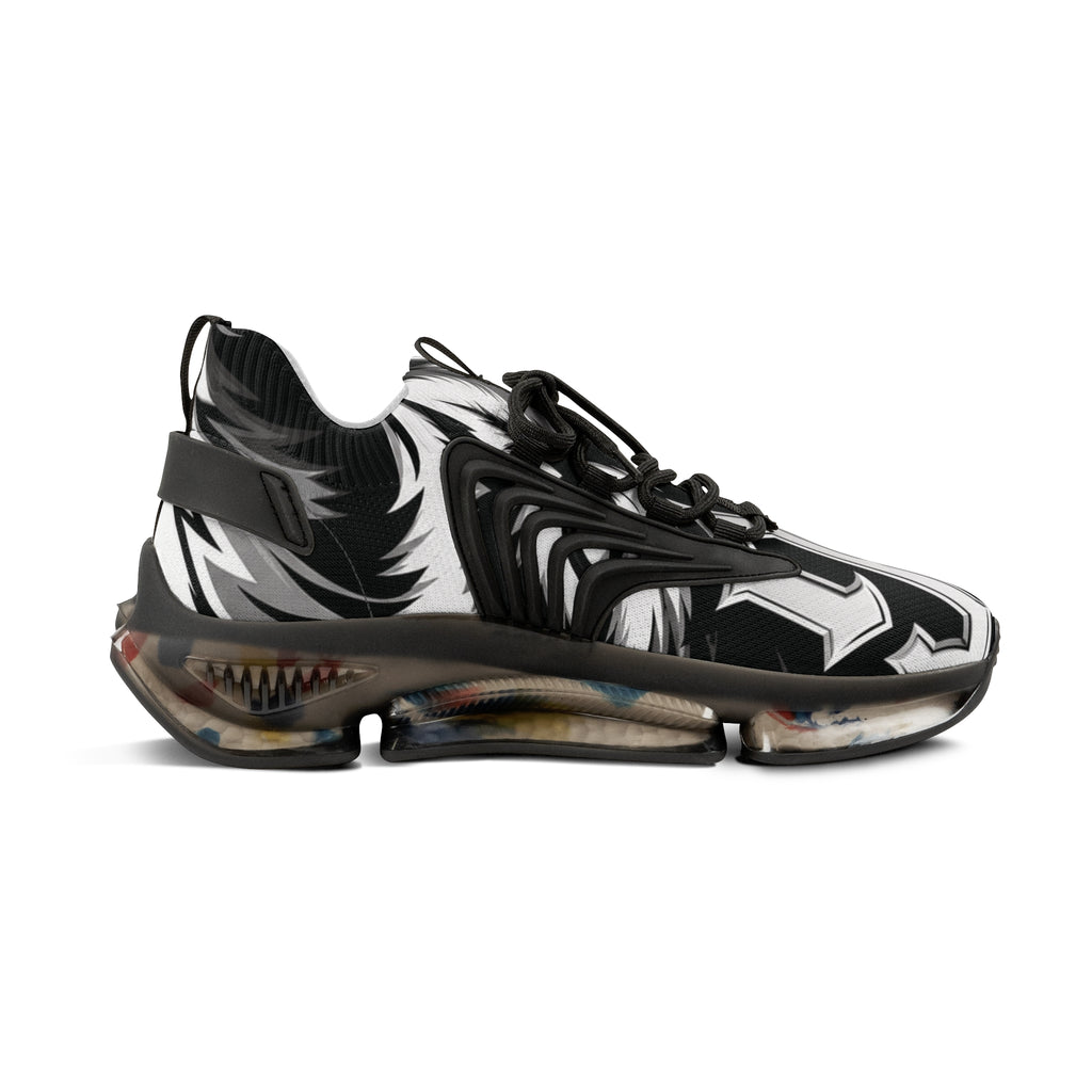 Men's Mesh Sneakers — Black Ikat Graphic Athletic Shoes