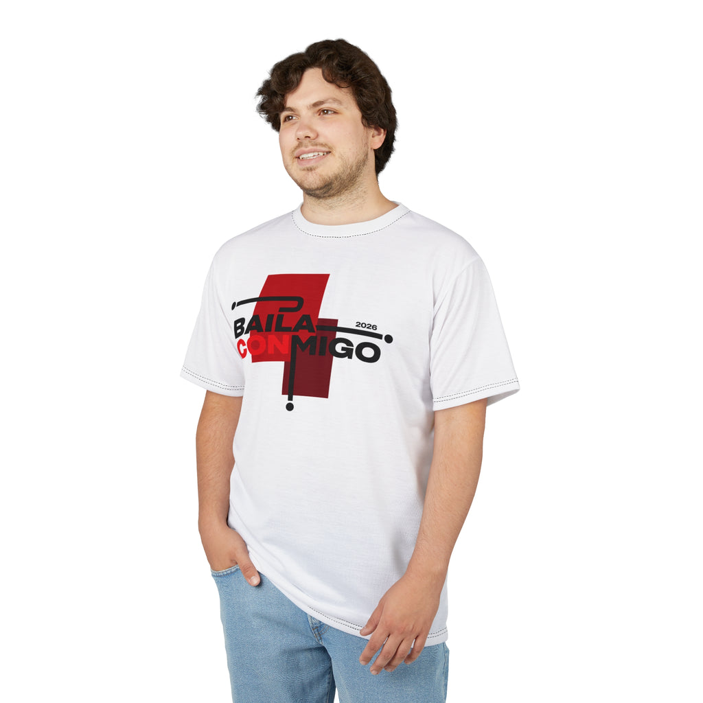 Baila Conmigo Graphic Tee — Bold Red Dance Logo T‑Shirt
