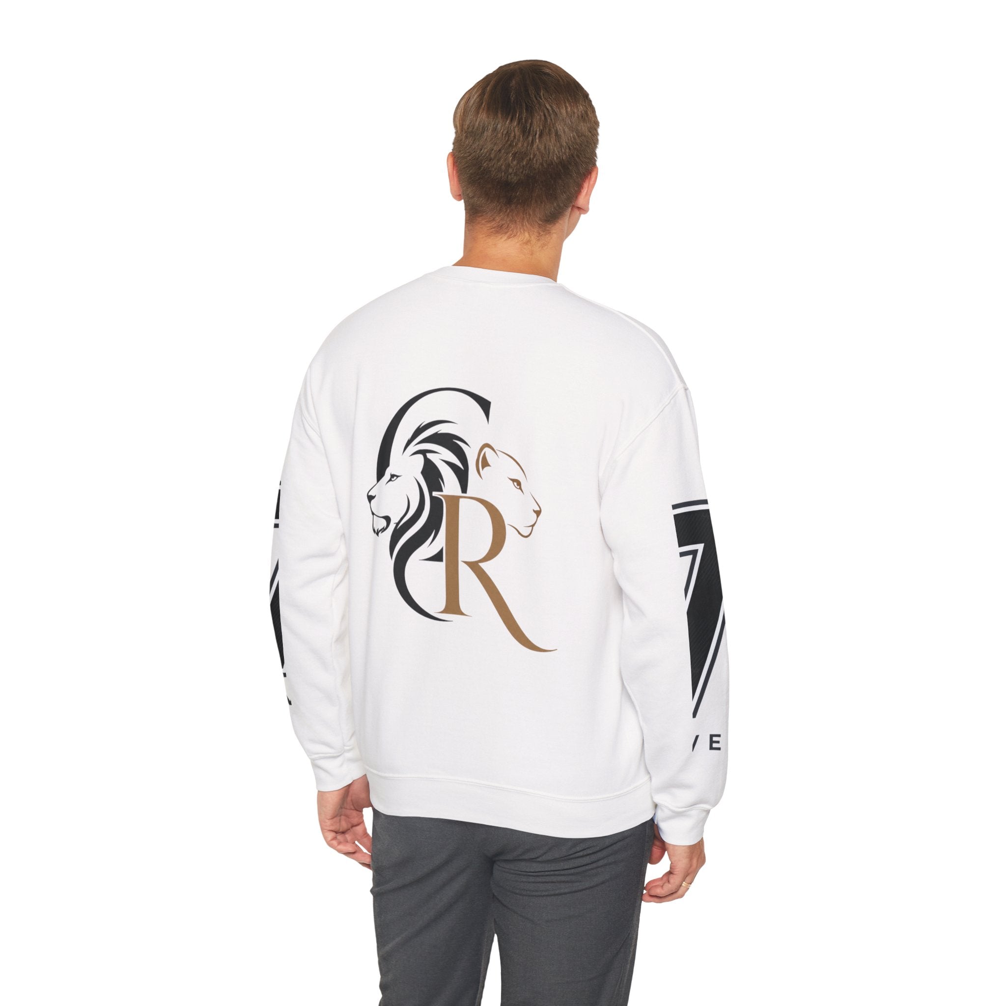 Cat Graphic Sweatshirt — Cute Orange Kitty with 'LA! LA!' Speech Bubble & Lion Crest Back