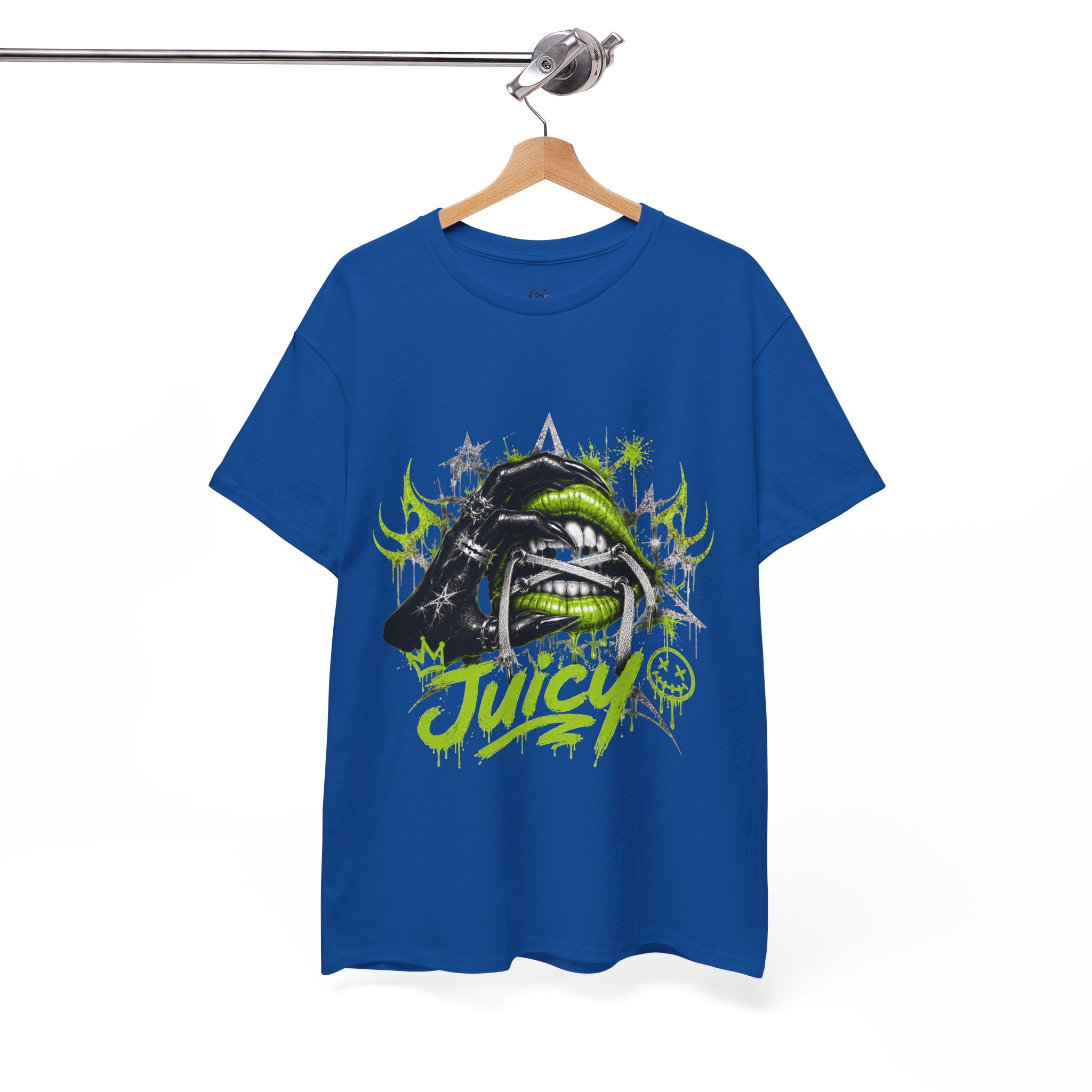 Juicy Graffiti Tee — Neon Green Street Art Graphic T-Shirt