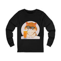 Long Sleeve Tee — Retro Cat with Glasses & Lion Crest Back
