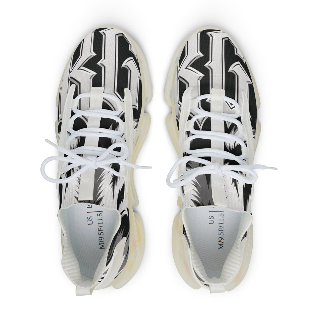 Men's Mesh Sneakers — Black Ikat Graphic Athletic Shoes