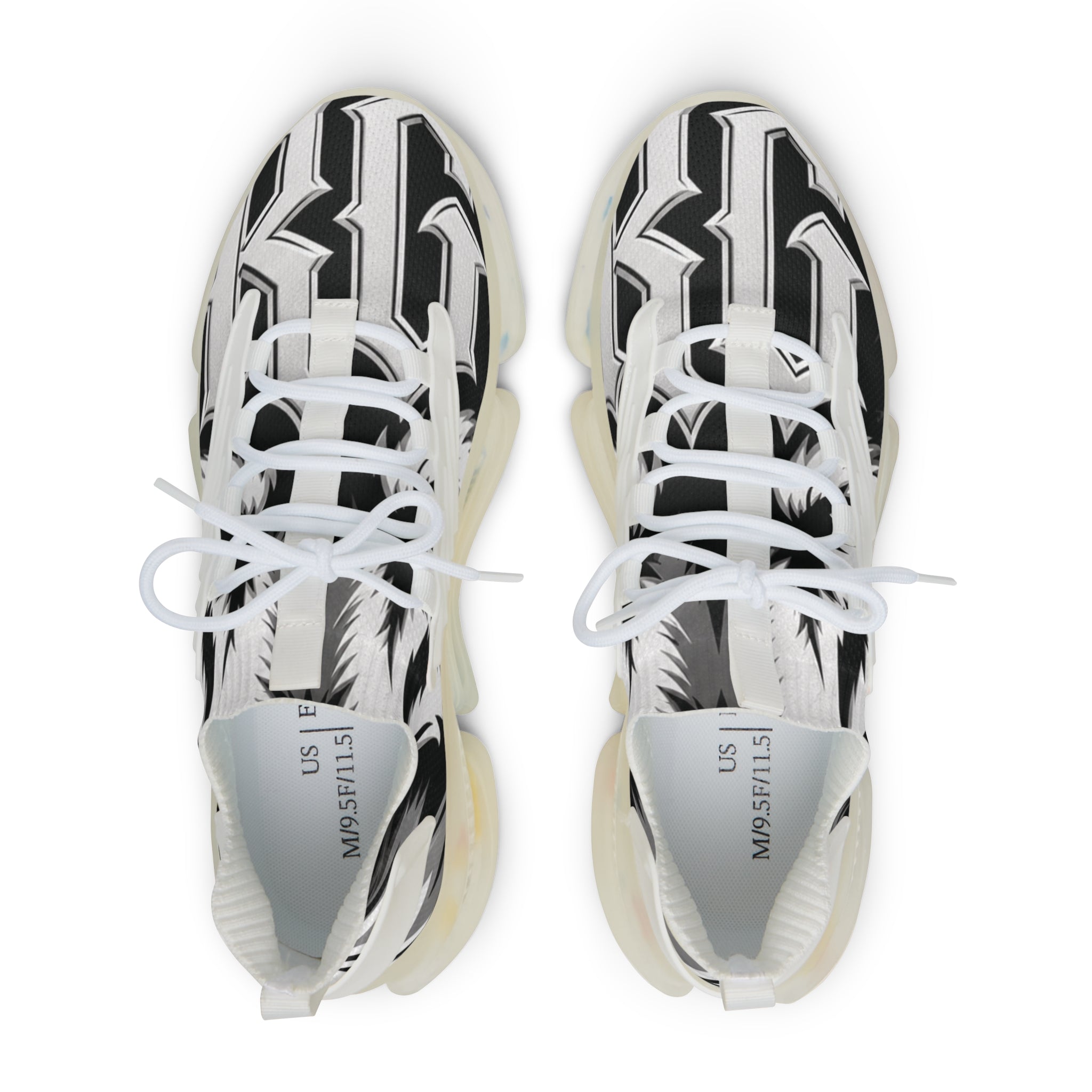 Men's Mesh Sneakers — Black Ikat Graphic Athletic Shoes