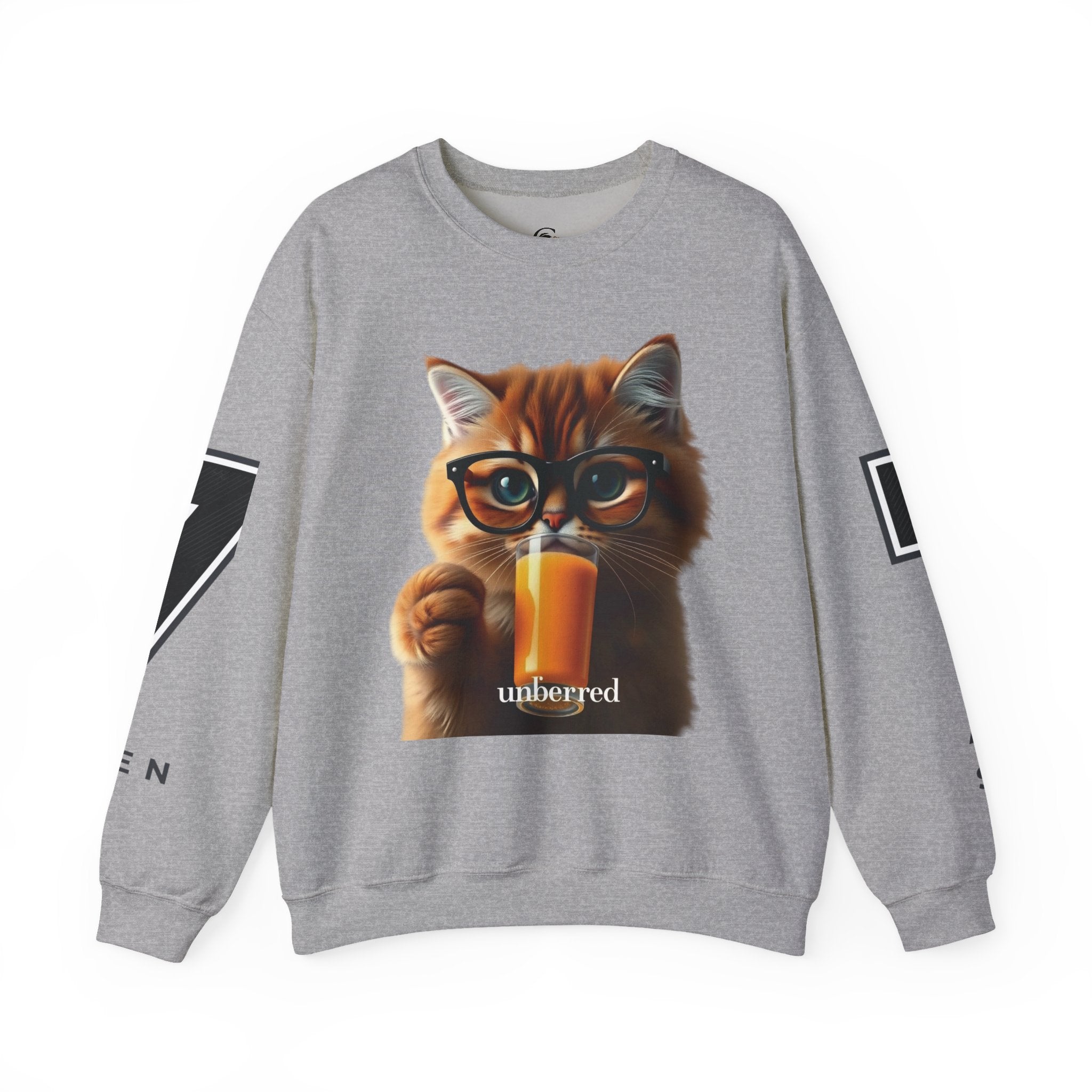 Cat With Juice Graphic Sweatshirt — 'Unbothered' Cozy Crewneck