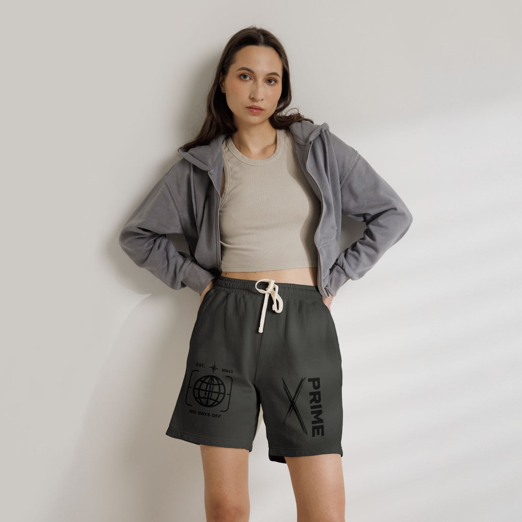 Sweat Shorts — 'Prime' Graphic Fleece Lounge Shorts