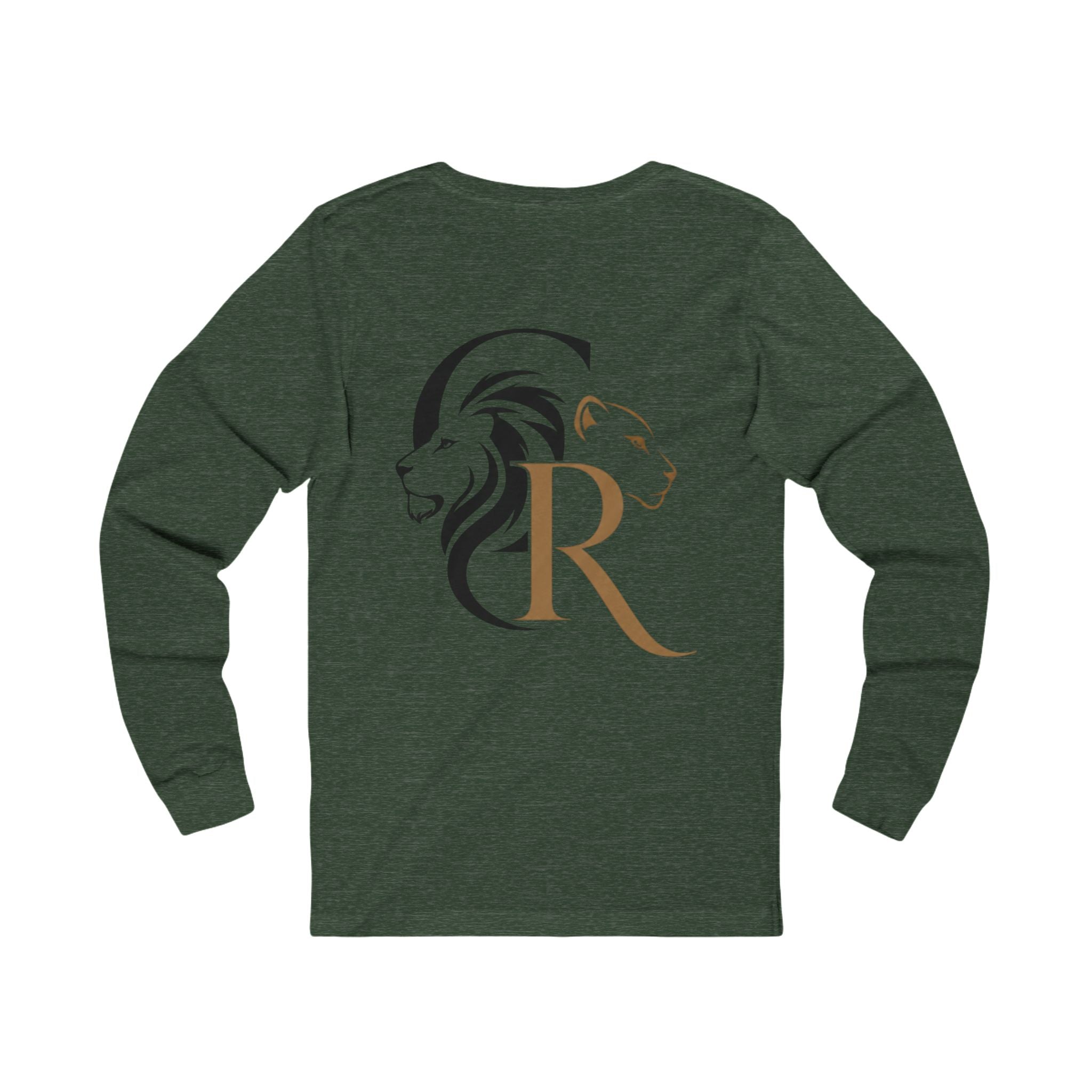 Long Sleeve Tee — Retro Cat with Glasses & Lion Crest Back