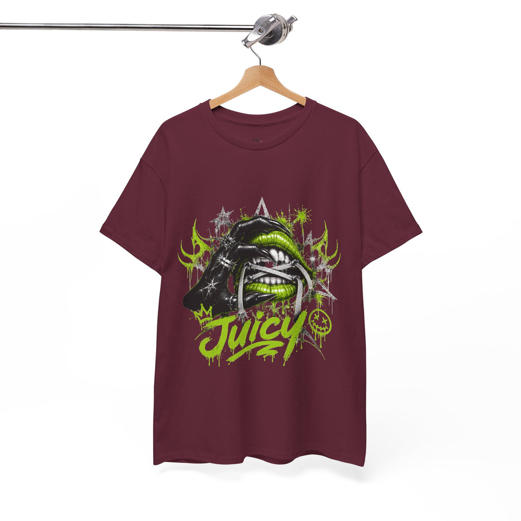 Juicy Graffiti Tee — Neon Green Street Art Graphic T-Shirt